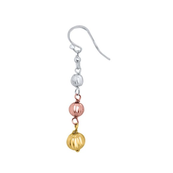 Tri Color Dangle Hook Earrings Gold Plated Silver - Picture 3 of 3